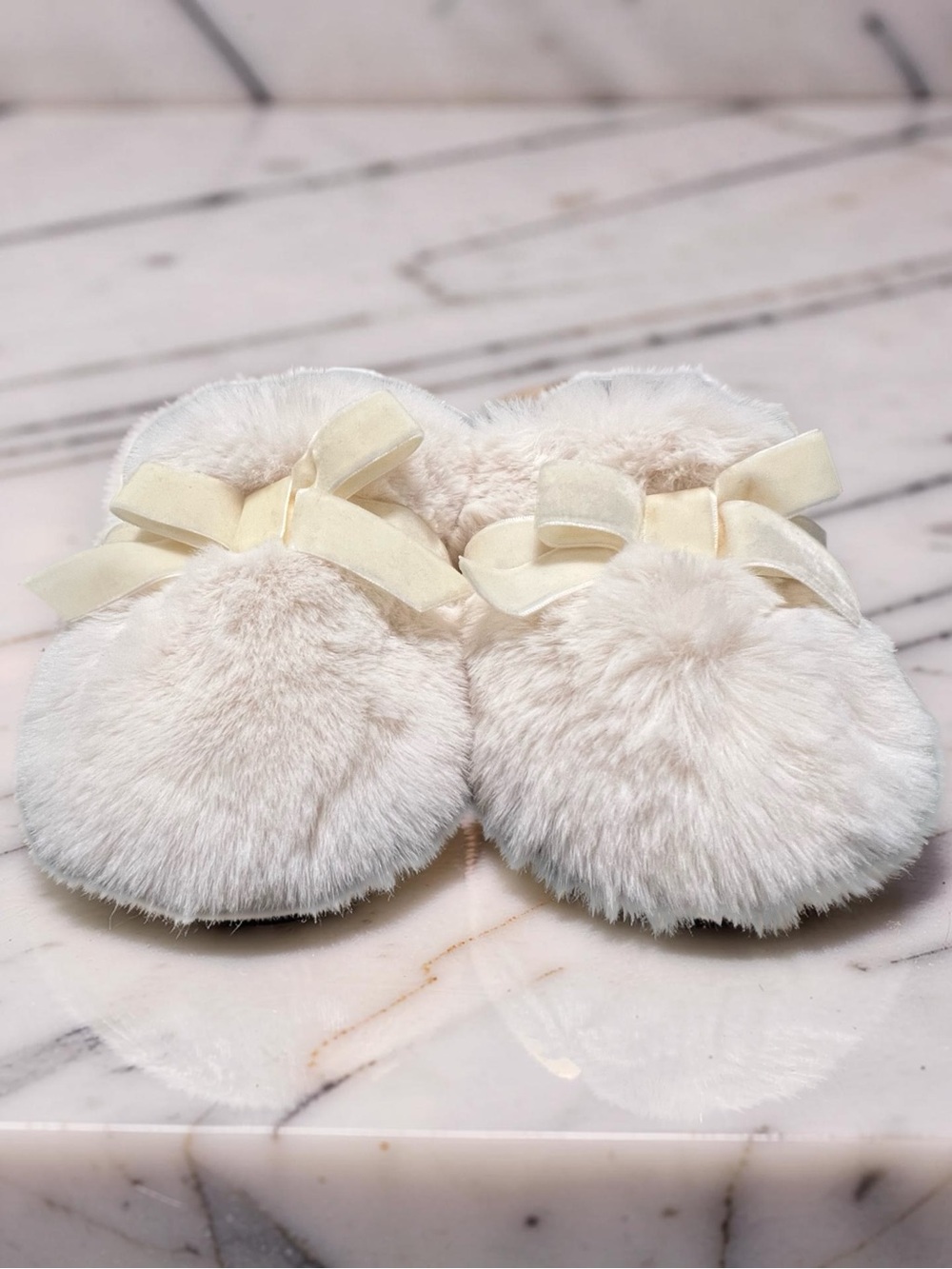 Target Plush Faux Fur Slide Slippers in Soft Beige
